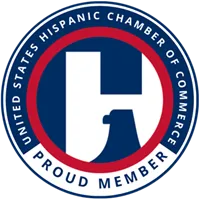 logo of the United States Hispanic Chamber of Commerce, indicating "Proud Member.