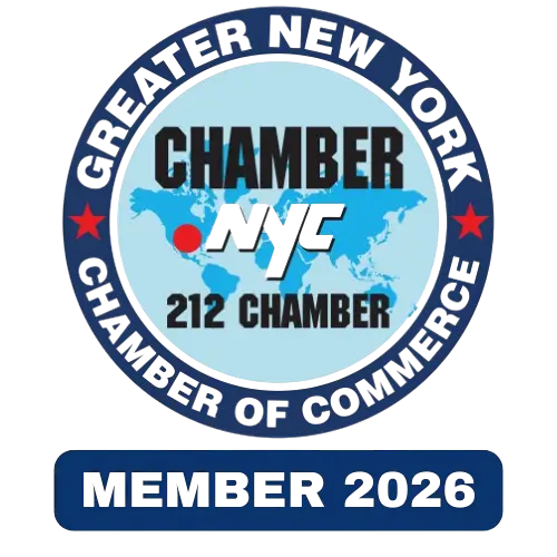 Official badge of the Greater New York Chamber of Commerce (212 Chamber) — Member 2026.